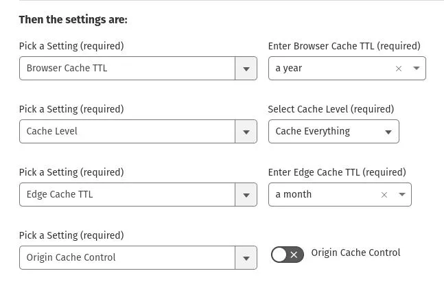 CF Cache Page Rules